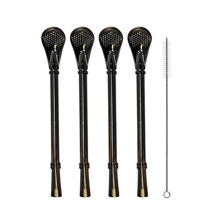 4Pcs Yerba Mate Straw Filter +1 Brush Reusable 304 Stainless Steel Bombilla Drinking Straw Metal Tea Tools Bar Accessories