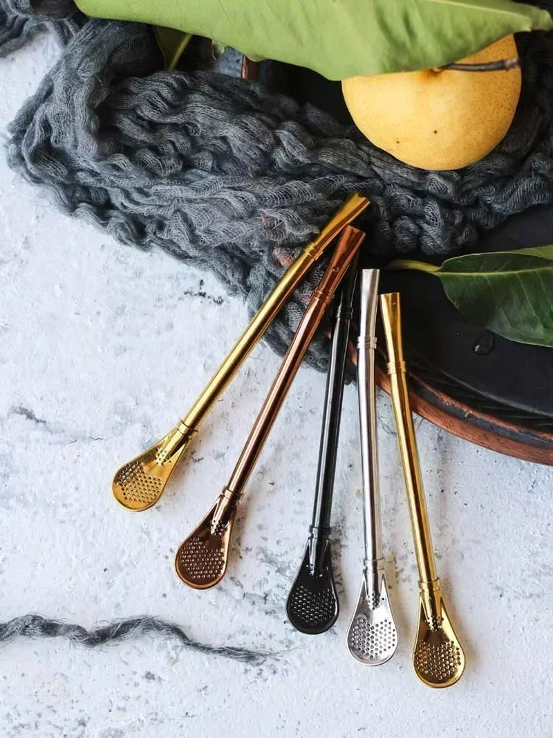 4Pcs Yerba Mate Straw Filter +1 Brush Reusable 304 Stainless Steel Bombilla Drinking Straw Metal Tea Tools Bar Accessories