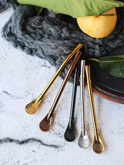 4Pcs Yerba Mate Straw Filter +1 Brush Reusable 304 Stainless Steel Bombilla Drinking Straw Metal Tea Tools Bar Accessories