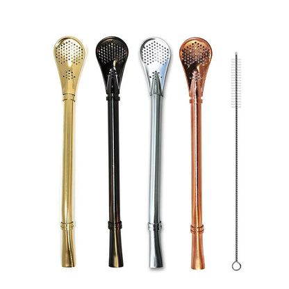 4Pcs Yerba Mate Straw Filter +1 Brush Reusable 304 Stainless Steel Bombilla Drinking Straw Metal Tea Tools Bar Accessories